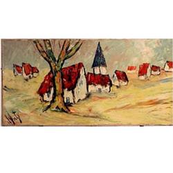 Henry D’Anty (b. 1910) French RED ROOF TOPS,