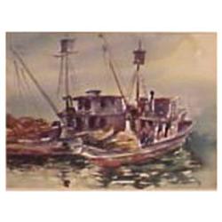 Ceasar Hernandez (b.1909) American BOATS, wat