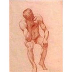 American School (20th Century) SEATED MALE NU