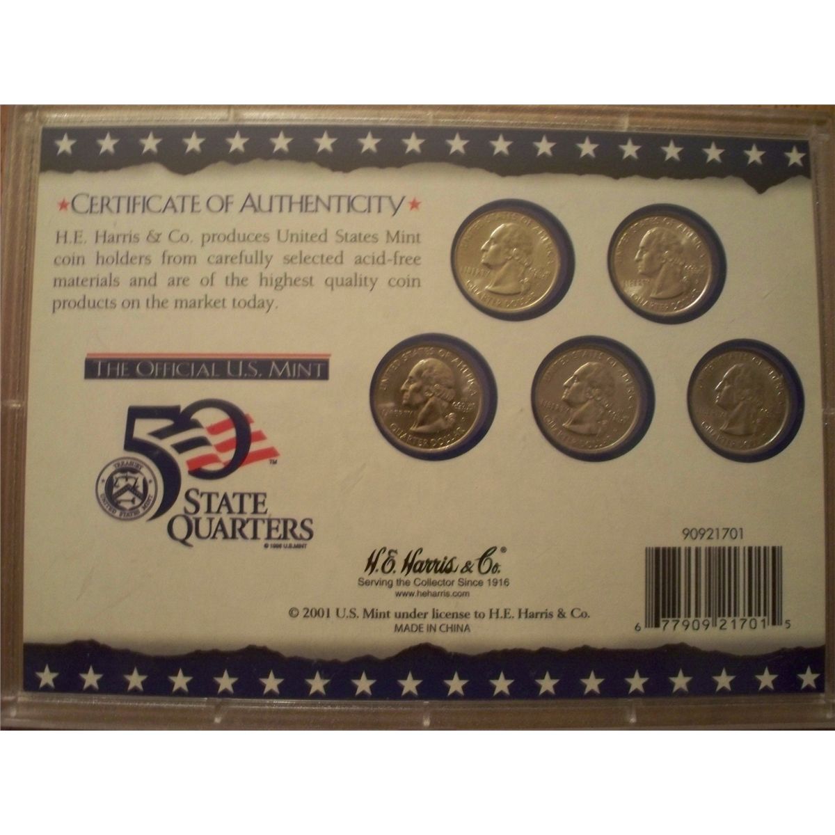 Set of Five Painted State Quarters