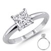 Image 1 : 0.85 ct Princess cut Diamond Solitaire Ring, I-K, SI-I