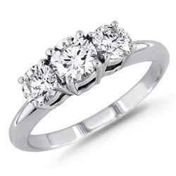 1.00 ctw Round cut Three Stone Diamond Ring, G-H, SI-I