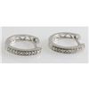 Image 1 : Genuine 0.06ctw  Diamond Round Cut Hoop Earring 14k White Gold, 1.48g