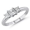 Image 1 : 1.50 ctw Princess cut Three Stone Diamond Ring, G-H, SI-I