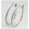 Image 2 : Genuine 0.16ctw  Round Cut Hoop Earring 14k White Gold, 2.20g