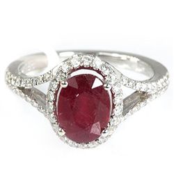 Genuine 3.50  ctw Ruby & Diamond  Ring 18kt Gold-White