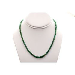 Natural Emerald Round  Beads Necklace w/brass clasp