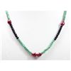 Image 1 : Natural  85.54 ctw Emerald, Ruby & Sapphire Bead Necklace