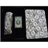 Image 1 : KNIFE AND LIGHTER NEW IN BOX WITH CURRENCY INLAY PICTURE