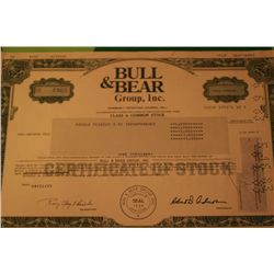 bull and bear stock certificate