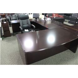 MAHOGANY BOW FRONT U-SHAPED DESK WITH PEDESTAL
