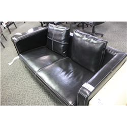 BLACK LEATHER RECEPTION LOVESEAT