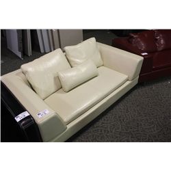 TAN LEATHER RECEPTION LOVESEAT