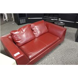RED LEATHER RECEPTION LOVESEAT