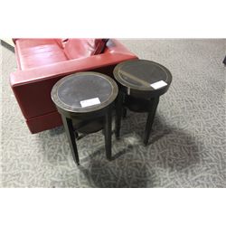 MARBLE TOP MAHOGANY END TABLE