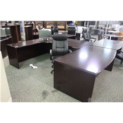 MAHOGANY BOW FRONT U-SHAPE EXECUTIVE WORKSTATION