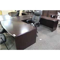 MAHOGANY BOW FRONT U-SHAPE EXECUTIVE WORKSTATION