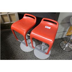 2 RED BAR STOOLS