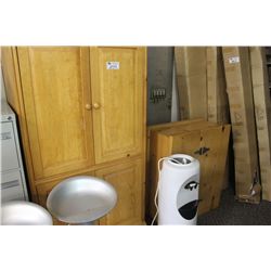 PINE ARMOIRE WITH WALL CABINET & WATER COOLER