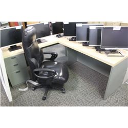 MAPLE & TAUPE L-SHAPE DESK