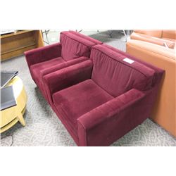 2 BURGANDY VELVET RECEPTION CHAIRS