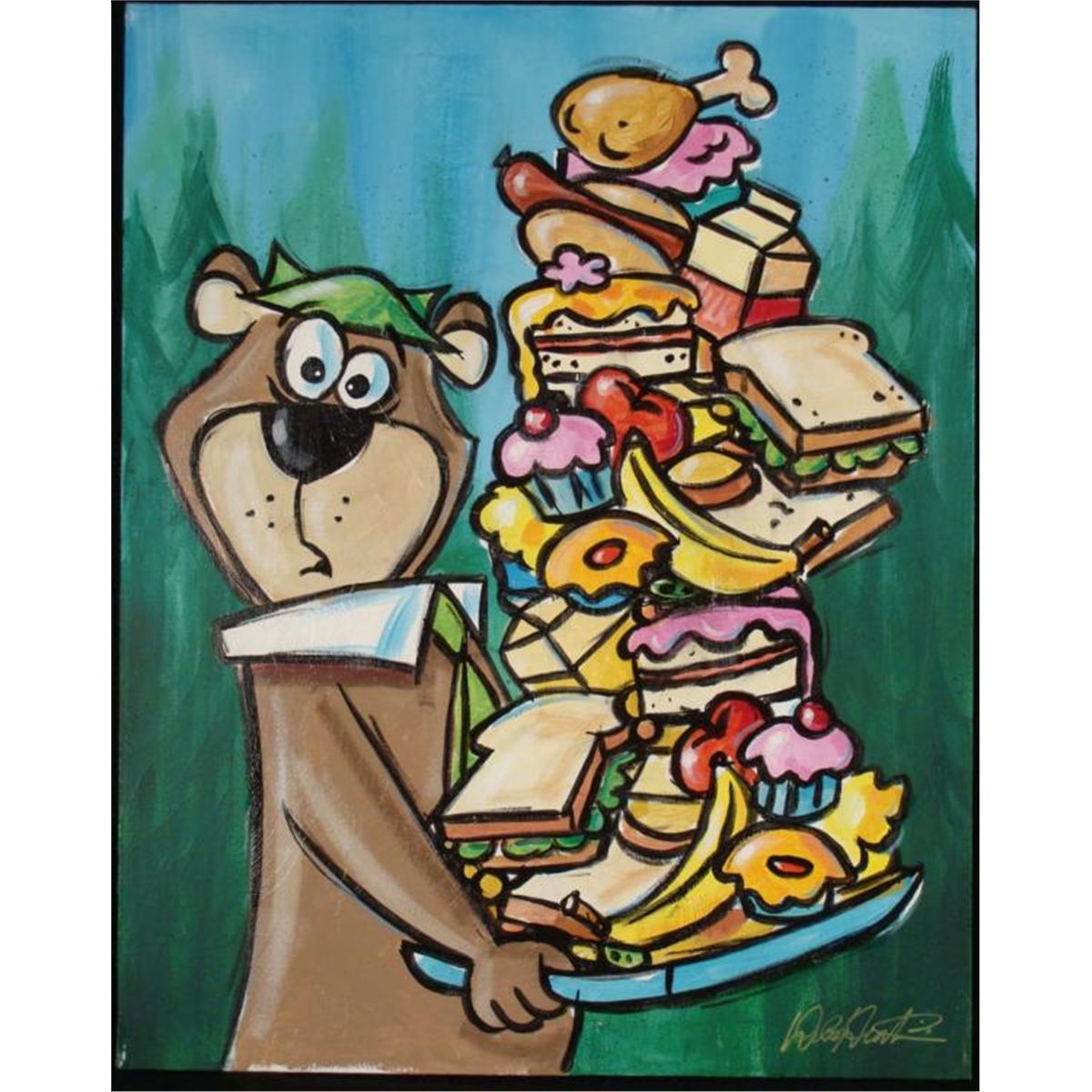 Duerrstein Yogi Bear Original Cartoon Art Painting