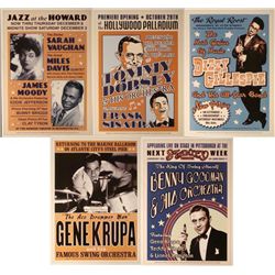 5 Jazz Concert Posters Gene Krupa Gillespie Goodman