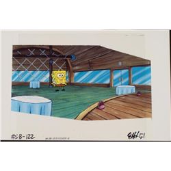 SpongeBob Orig Cel & Repro Background Krusty Krab Stand