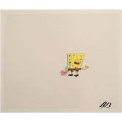Pointing At Himself Original SpongeBob Art Cel Flowers