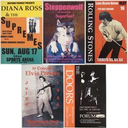 5 Rock Posters Steppenwolf Rolling Stones Elvis Doors