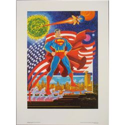 Superman Signed George Perez Print Defender of Mankind