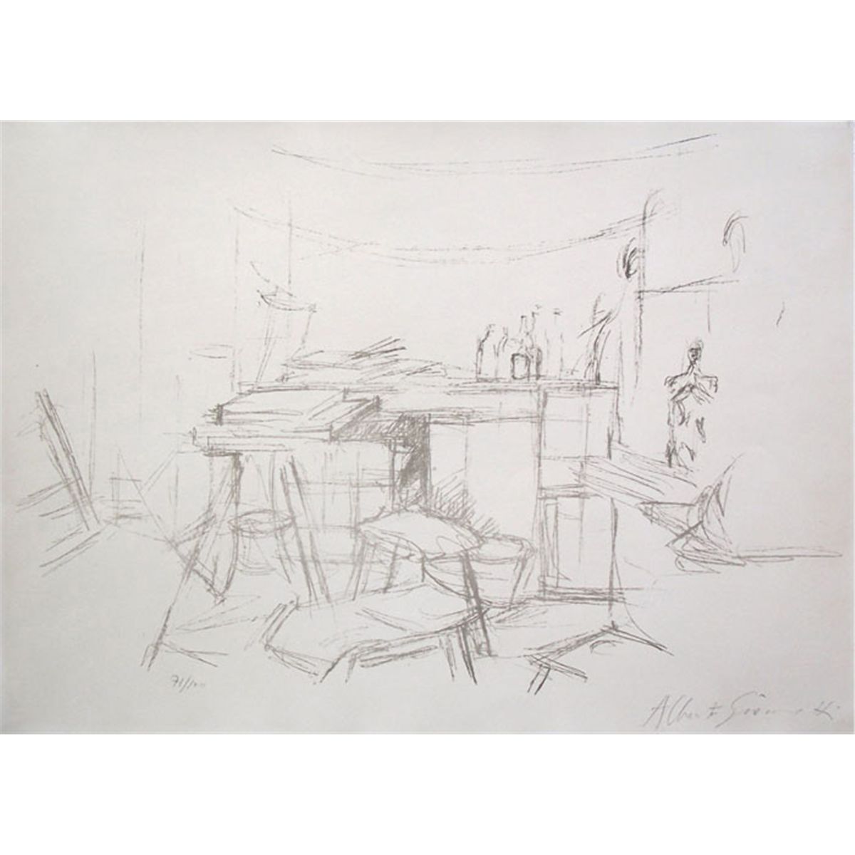 White ALBERTO GIACOMETTI Dessins 27.5/" x 16.5/" Lithograph 1974 Black /& White