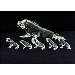 Handcrafted Glass Sea Lion Mom & Kids (DEC-385)