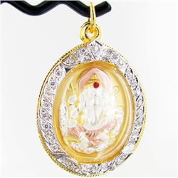 131twc Lab Diamond/Ruby Ganesh Amulet Pendant (JEW-3543)