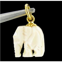 Ivory Carved Elephant Pendant w/ Gold Vermeil (JEW-2399)