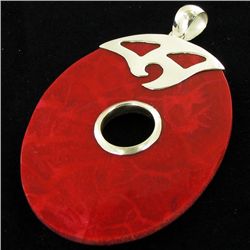 45twc Red Coral Sterling Pendant (JEW-3429)