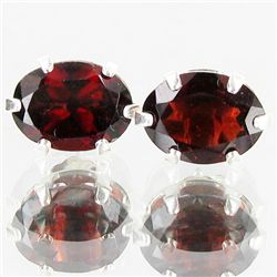 5.38twc Red Garnet Sterling Earrings (JEW-2645)