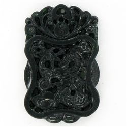 Chinese Handcarved Vintage Black Jade Dragon (ANT-1875)