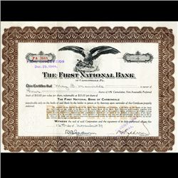 1940s First Natl. Bank Stock Certif. RARE (CUR-06419)