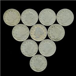 10 US Liberty V Nickel Coin Lot  (COI-454A)