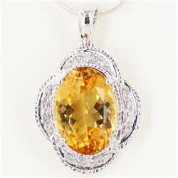 18.15twc Citrine Diamond 14k Gold Pendant (JEW-3380)