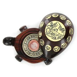 Tibet Teak Turtle Bone Zodiac Compass (ANT-1778)