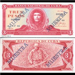 1983 Cuba 3 Peso Specimen Note Crisp Unc. (CUR-06370A)