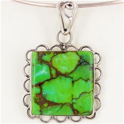 76twc Green Copper Turquoise Silver Pendant (JEW-2433)