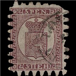 1866 Finland 5p Type 3 Purple Brown Used Stamp (STM-1310)