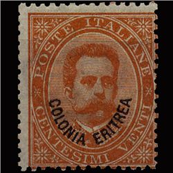 1892 Eritrea Italian Colony 20c Orange Mint Stamp (STM-1317)