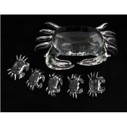 Handcrafted Glass Crab Mom & Kids (DEC-376)