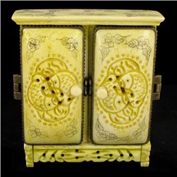 Chinese Handcarved Bone Double Gem Box (CLB-845)