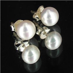 White Saltwater Pearl Stud Earrings (JEW-3640)