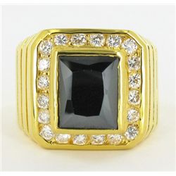 4ct Natural Black Onyx Mens Gold Vermeil Ring (JEW-1489)